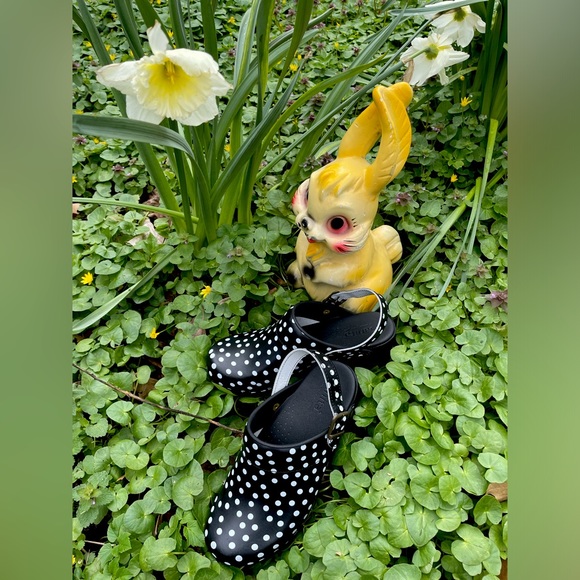 NWOT Sanita Polka Dot Clogs / Cute Black & White Clogs Size 7-7.5 Euro 38 - Picture 15 of 16